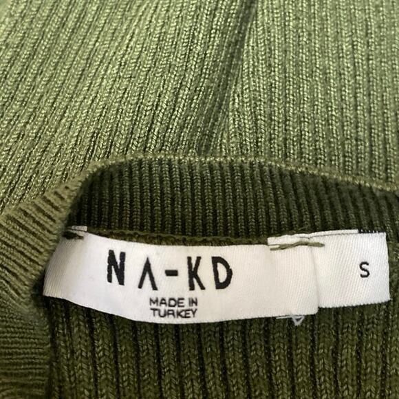 NA-KD Women's Green Rib Knit Long Sleeve Crew Neck Slim Fit Sweater Top Size S - Picture 3 of 4